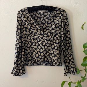 Vintage Petite Sophisticate Crop Blouse w/Roses